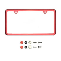 KA Depot Two Hole Slim Version Red Chrome Mirror License Plate Frame T304 Stainless Steel   Metal Screw Caps