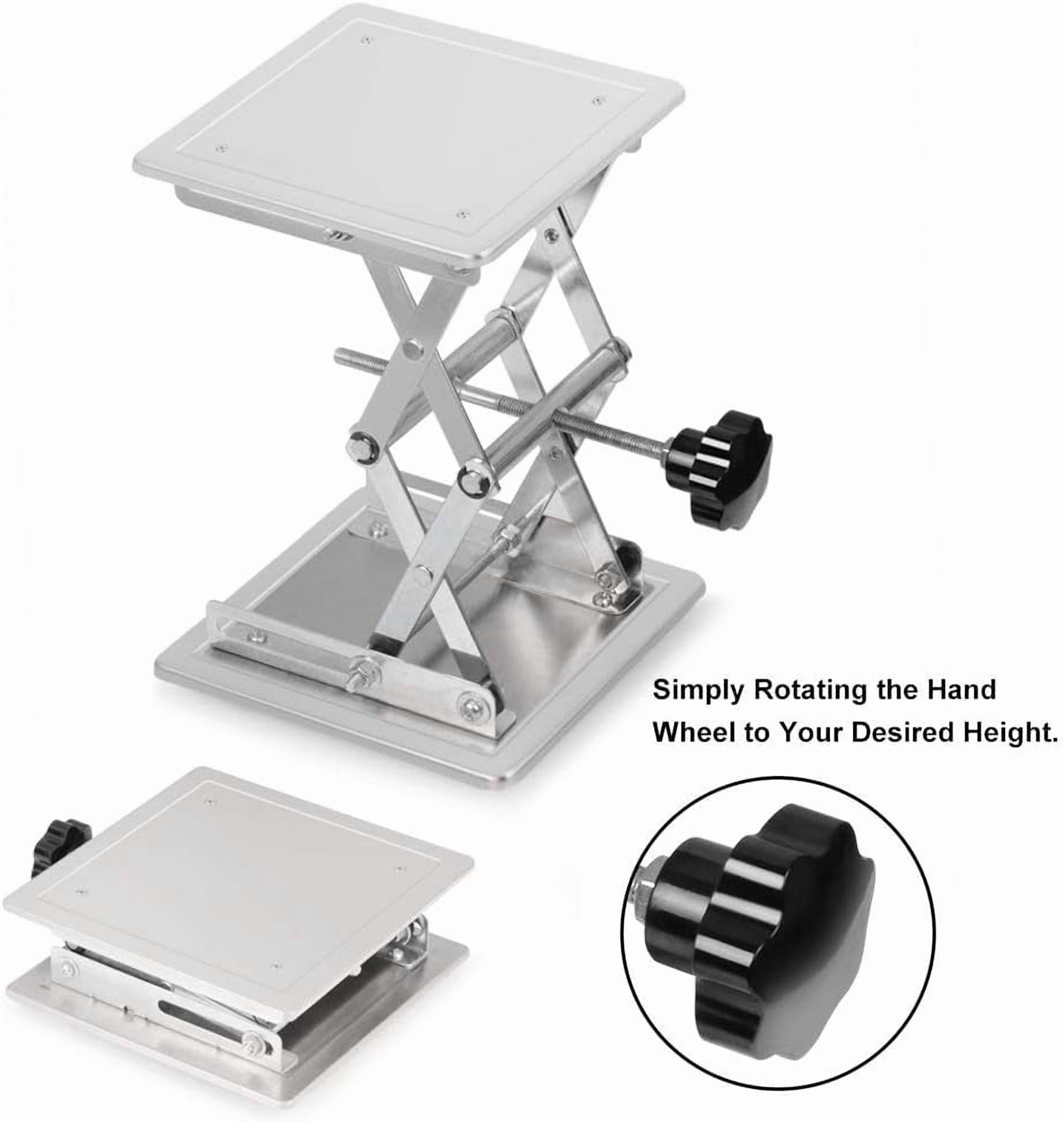StonyLab Manual Laboratory Scissor Jack, Stainless Steel, 8"x8" Adjustable Lift Platform for Lab Equipment