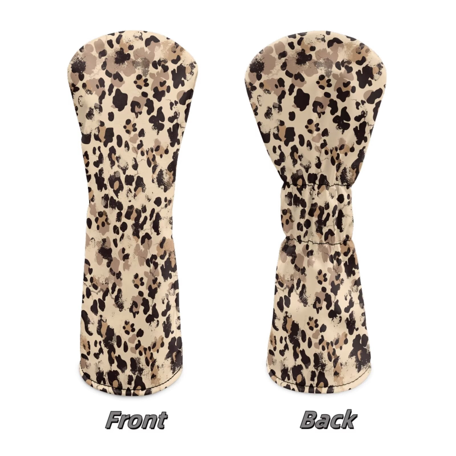 Uorisanigo Golf Club Head Cover PU Leather Brown Cow Leopard Print Headcovers 3 Pcs Set Includes Driver Headcover Fits Drivers, Golf Fairway Wood Headcover and Hybrid Head Cover