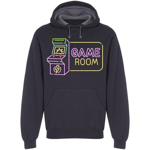 Neon Game Room Hoodie Men -Image by Shutterstock, Male Large