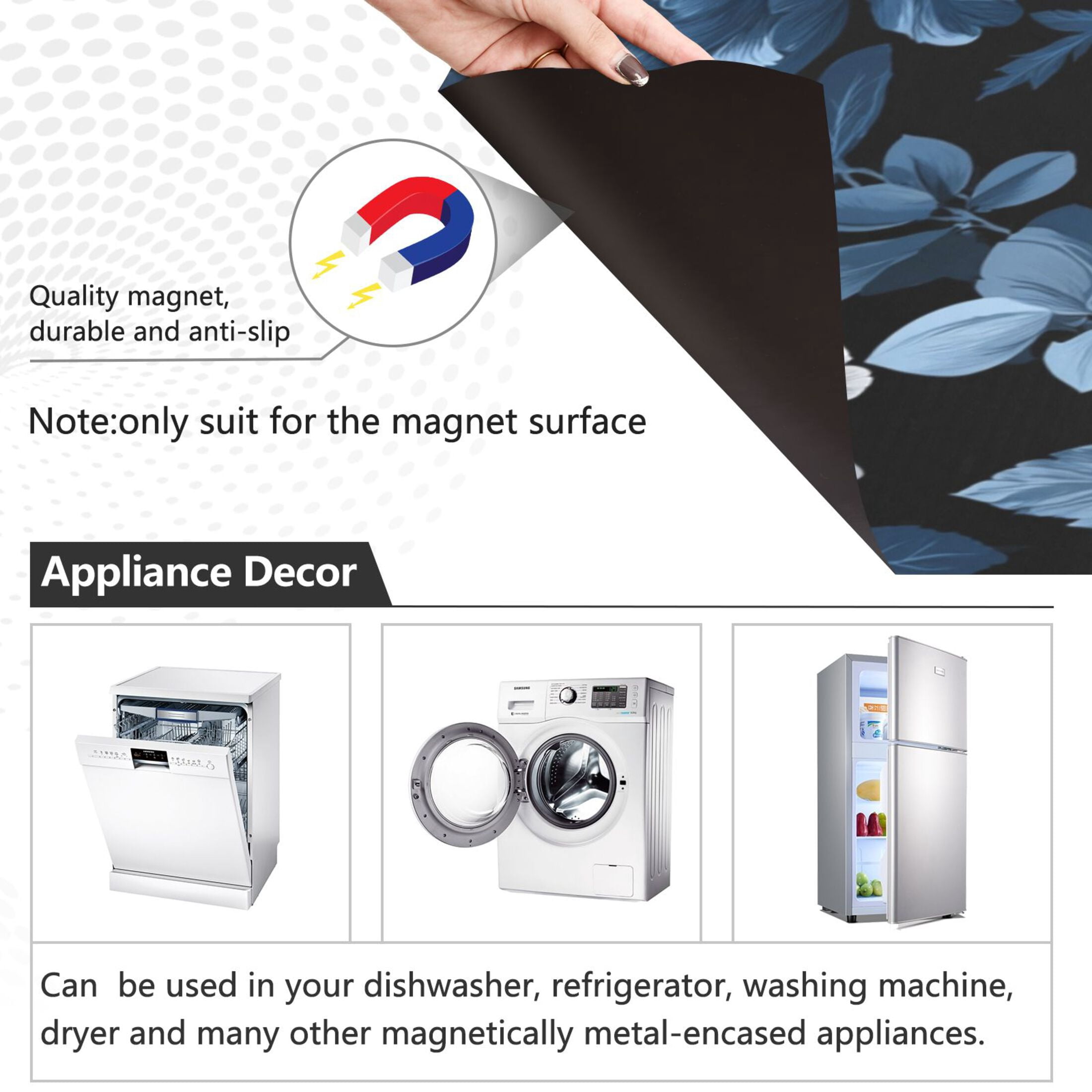 Dishwasher Sticker Magnetic Dishwasher Sticker Magnetic Decorative Sticker Refrigerator Sticker Dishwasher Decorative Stickers Lovely Blue Flowers