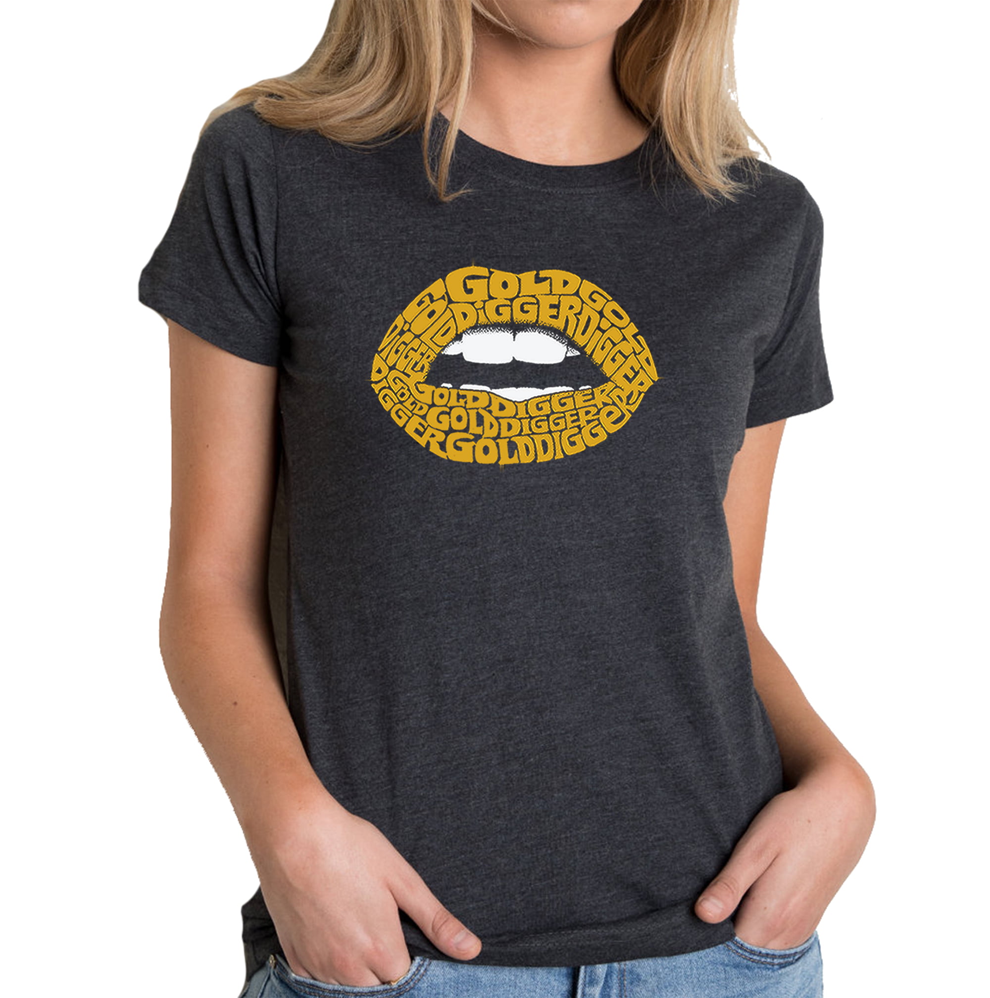 Formålet desinficere krater LA Pop Art Women's Premium Blend Word Art T-shirt - Gold Digger Lips -  Walmart.com