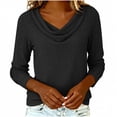 thumbnail image 2 of CUSTG Women Casual Shirts Summer Solid Color Blouses For Dressy Cowl Neck Long Sleeve Eyelet Elegant School Work 2026 Shirts Cozy Tops, 2 of 6