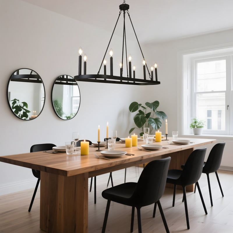 LNC 10-Light 50-in Matte Black Candle Modern/contemporary Rectangle Large Hanging Kitchen Island Light