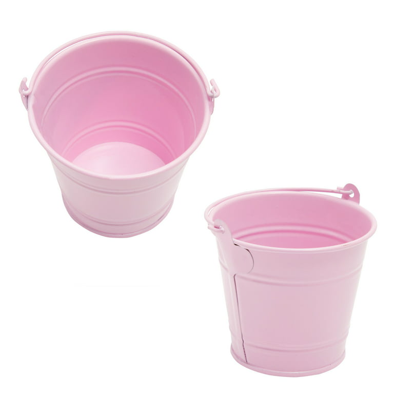 Sunnydaze Decor Galvanized Steel Bucket Planter with Handle - Pink