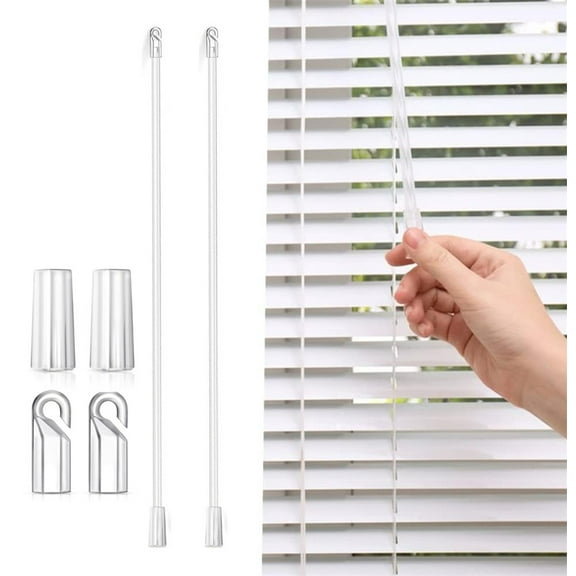 Tutuviw 17 Inches Blind Wand, Vertical Blinds Replacement Parts with Hook and Grip, Clear Plastic Blind Tilt Wand, Window Opener Pole for Home Door Window Pull Supplies (2 Pcs)