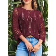 thumbnail image 3 of Traje de baño Cover Up EVALESS - Blusas de ganchillo para mujer, color rojo, talla M, 3 of 7