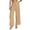 Khaki, variant on Womens Dress Pants with Pockets Elastic Waist Straight Leg Palazzo Pants Drape Button Trousers Office Clothes