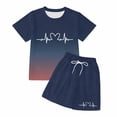 thumbnail image 4 of WERYOUNG Gradient Letter Print Summer Outfits For Kids Boys Girls Short Sleeve Crewneck Tops And Shorts Casual Two Piece Workout Sets Soft Clothes Sets 5-6 Years, 4 of 5