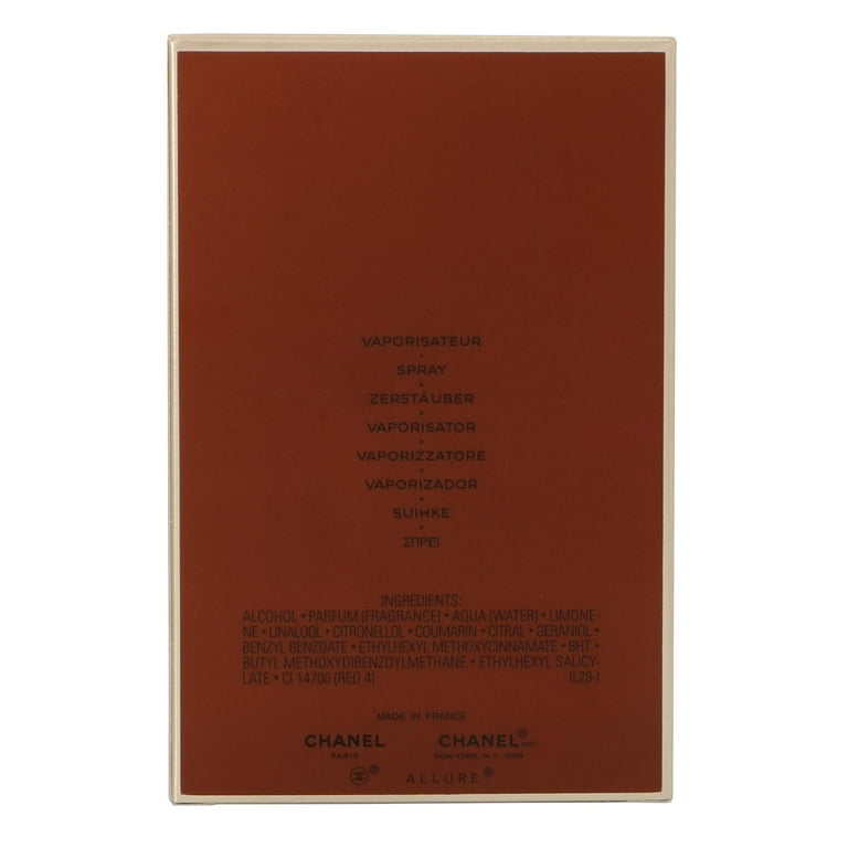 Chanel Allure Eau De Toilette Spray Perfume Cologne, 100ml/3.4oz