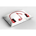 thumbnail image 2 of Ambesonne Music Pillow Sham 2 Pack, Love Sound Headphones, 36"x20", Red Black Grey, 2 of 3