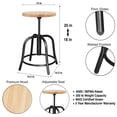 thumbnail image 3 of Hampden Furnishings Vince Collection Swivel Stool with Wood Seat, Black Frame, 3 of 8