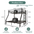 thumbnail image 4 of Dolonm Twin over Full Metal Bunk Bed for Teens, Heavy Duty Noise Free Bunk Bed Sturdy with Support Leg, Ladder and Guardrails for Bedroom, Easy Assembly, Black, 4 of 13