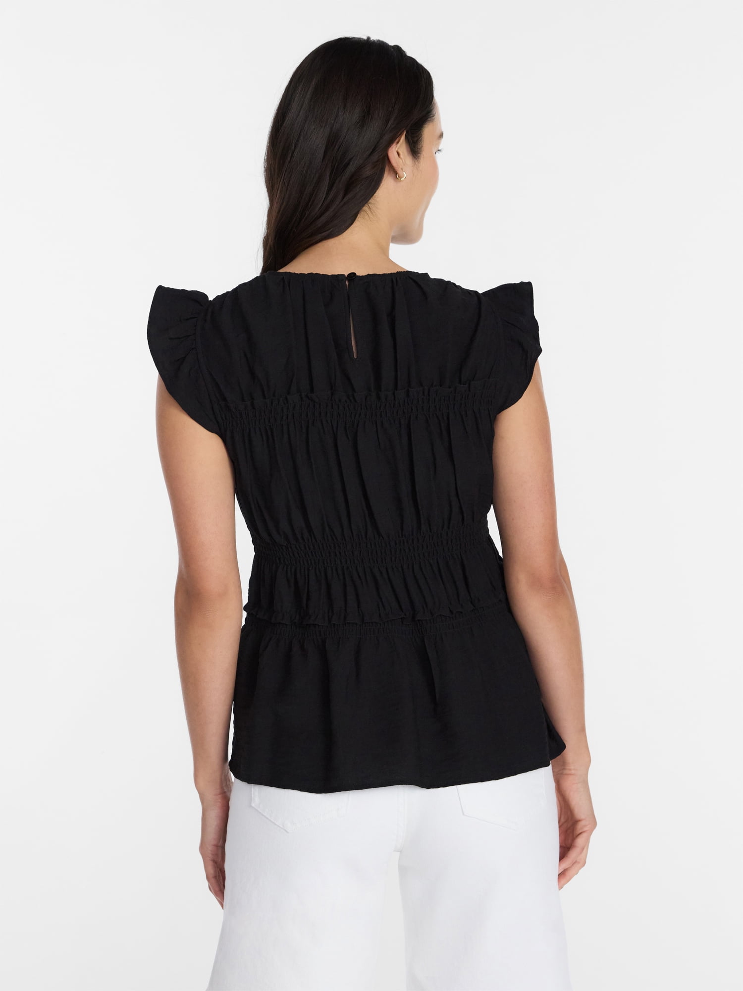 Time and Tru Women's Sleeveless Smocked Femme Top, Sizes XS-XXXL