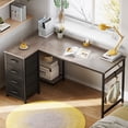thumbnail image 3 of 48 inch Computer Desk with 4 Fabric Drawers — Home Office Desks with Storage, Writing Desk with Side Hook, Desk Study/Work Table for Bedroom and Small Space, Oak Grey, 3 of 9