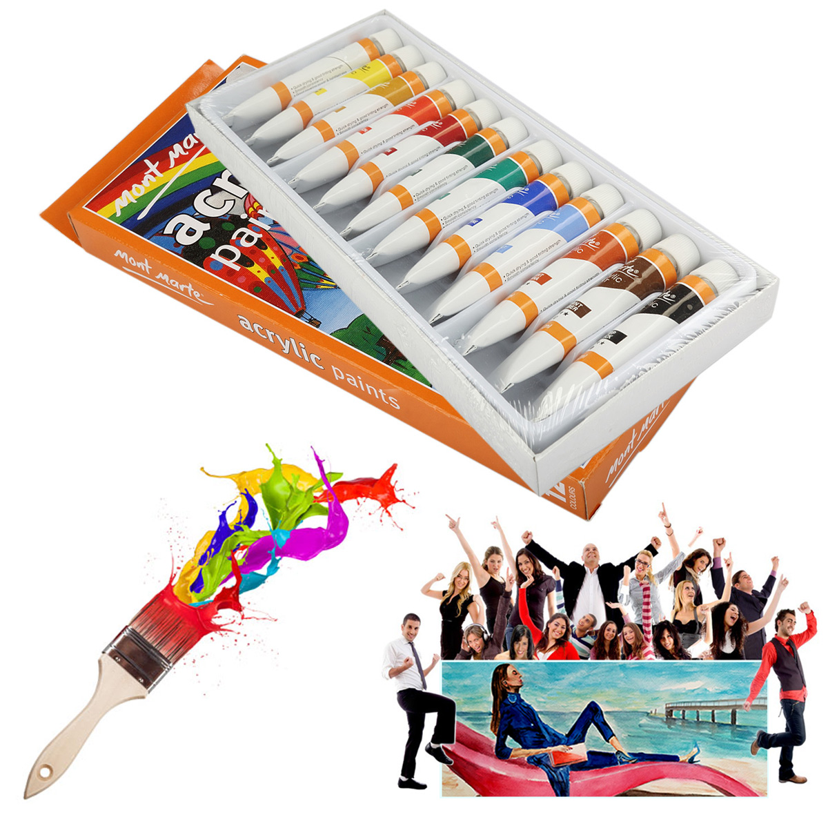 12mlx12 Acrylic Paints Set Quick Drying Painting Tube Ideal for Artists