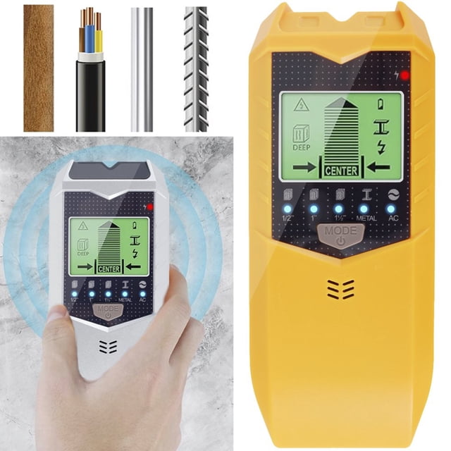 Stud Finder Sensor 5 in 1 Battery Operated SH402 Wall Scanner Detector Portable Electronic Detector with LED Display and Audio Alarm Handheld Stud Detector for Wood AC Wire Metal