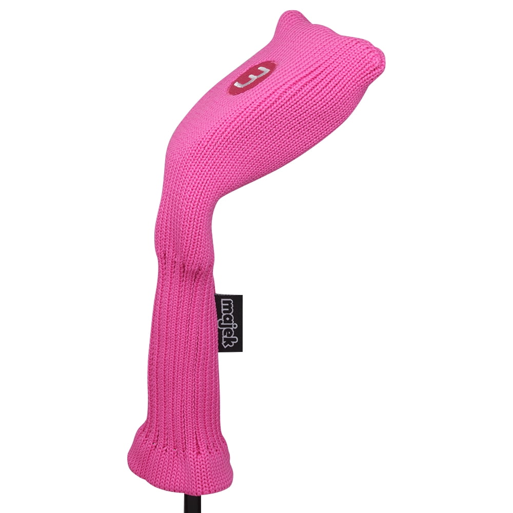 Majek All Hybrid Golf Club Pink Headcover Set 3-SW. Neoprene Acrylic Head Covers 3 4 5 6 7 8 9 PW SW