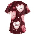 thumbnail image 3 of Valentine's Day Womens Scrub Tops Love Heart Printed V-Neck Breathable Scrub Tops Short Sleeve Professionals Soft Stretch T-Shirts with Pockets hot pink Large, 3 of 4