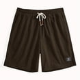 thumbnail image 3 of Mens Shorts with Pockets and Drawstring Jacquard Texture Casual Men's Shorts Waffle Knit Short, Brown, M, 3 of 5