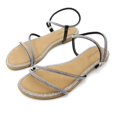 thumbnail image 2 of GJPBGK Women's Sparkly Slide Sandals with Rhinestones, Flat Open Toe Dress Shoes for Summer Party, Glitter Slip-On Sandals, 2 of 5