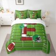 thumbnail image 3 of Homewish Cartoon Monogrammed E Twin Bedding Sets 7-Piece, Green Brown Football Rugby Bedding Comforter Set, Teens Kids Boys Girls Reversible Sheet Sets, Breathable Home Decor, 3 of 8