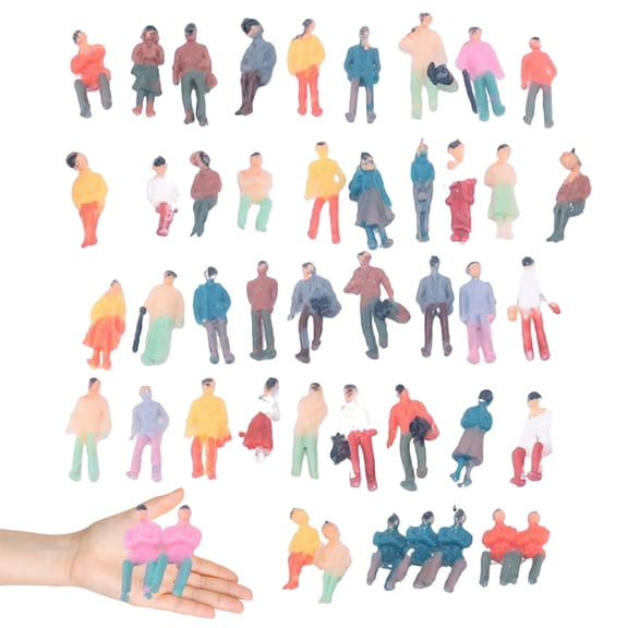 mdesiwst 100Pcs Mini People Figurines 1/100 Scale Hand-painted Tiny Sitting Standing People Figure Models Miniature Scenes Architectural Project Dollhouse Accessories