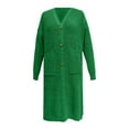 thumbnail image 4 of Fiaer Women's Long Cardigan Sweaters Knit Open Front V-Neck Loose Casual Fall Winter Warm Soft Chunky Button Down Pocket Tops Green M, 4 of 4