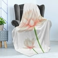 thumbnail image 4 of Yoga Soft Flannel Fleece Blanket, Pastel Colored Blooming Lotus Flower Romantic Fresh Garden Plant Spa Theme, Cozy Plush for Indoor and Outdoor Use, 60" x 80", Peach Green and White, by Ambesonne, 4 of 5
