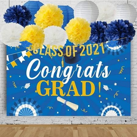 2021 Graduation Party Decorations Blue Graduation Banner 2021 Congrats