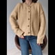 thumbnail image 4 of Suéteres de Larga con Cuello Redondo y Botones para Mujer, Cárdigan Grueso con Abertura Frontal, Otoño 2025 Albaricoque M, 4 of 7