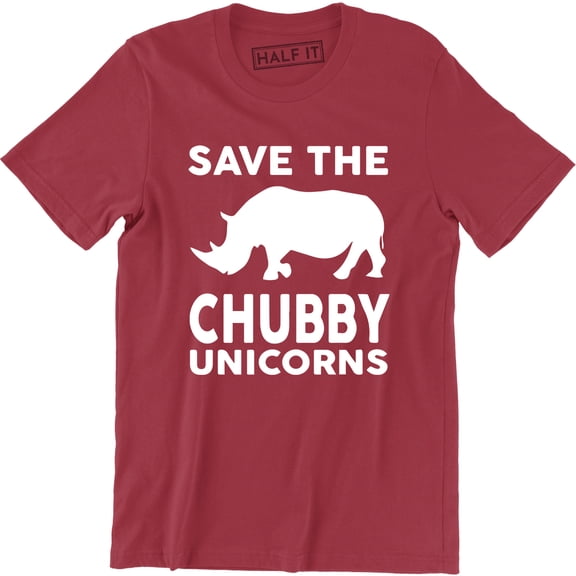 Save The Chubby Unicorns Funny Rhino With A Play On Unicorn Parody Tee Shirt
