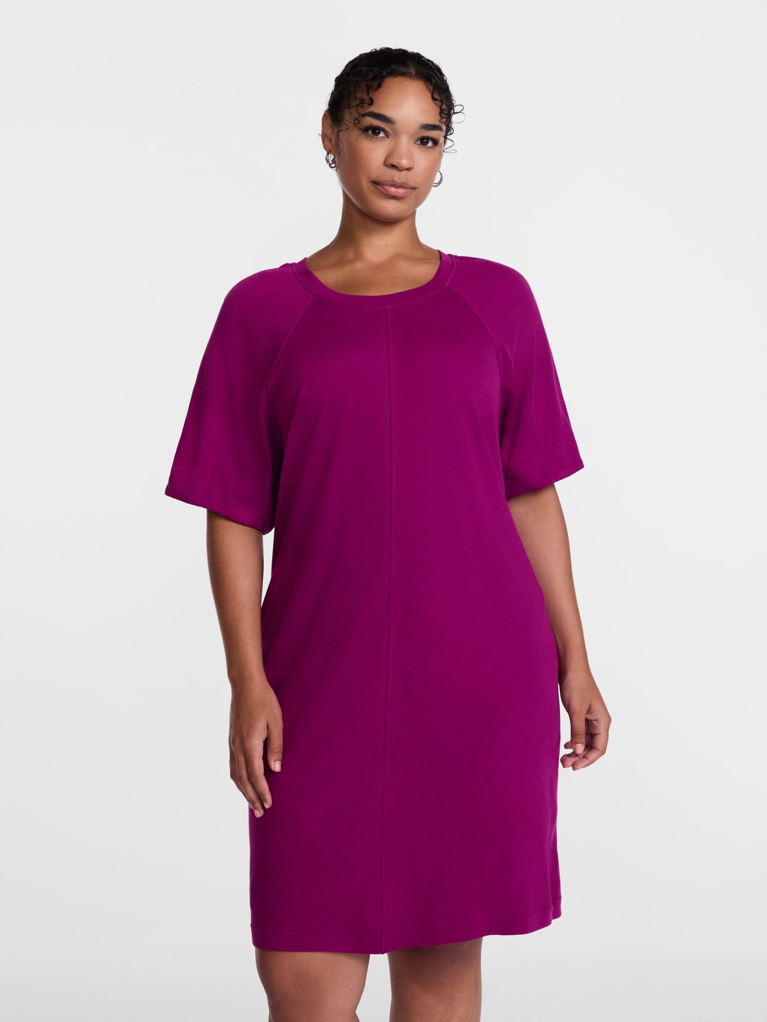 Scenario Women's and Women's Plus Mini Dress with Short Raglan Sleeves, Sizes XS-4X