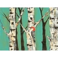 thumbnail image 2 of Reynolds, Jade 14x12 Gold Ornate Wood Framed with Double Matting Museum Art Print Titled - Birch Grove on Teal II, 2 of 4