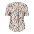 thumbnail image 6 of ZVAVZ Plus Size Tops for Women Summer Boho Plus Size Floral Print Pleated Blouses Loose Button Up Henley Round Neck Shirts Casual Short Sleeve Swing Flowy Tunic Khaki,4XL, 6 of 7