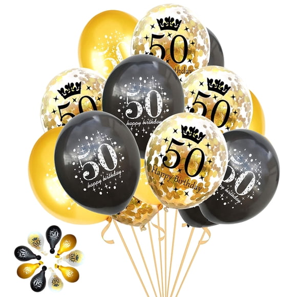 Globos de fiesta para 50 cumpleaños de Jonhamwelbor, color dorado y negro, 15 unidades