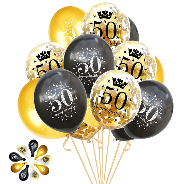 Globos de fiesta para 50 cumpleaños de Jonhamwelbor, color dorado y negro, 15 unidades