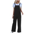 thumbnail image 2 of Buigttklop Pants for Women 2024 Women Casual Comfortable Solid Button Full Length Pants Overalls Jumpsuit, 2 of 6