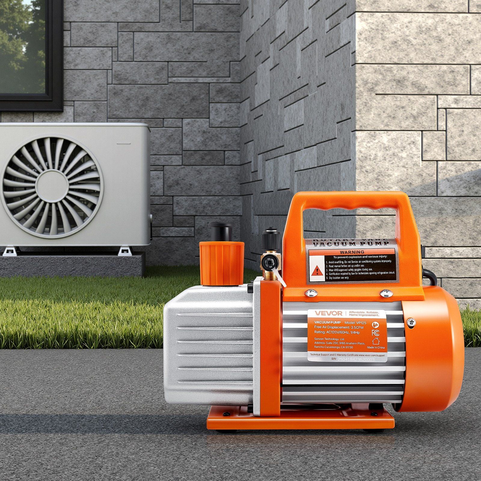 AC Vacuum Pump 3.5 CFM Single Stage Rotary Vane Vacuum Pump with Oil Included for HVAC, Automotive, Refrigeration, and Residential or Commercial Applications, High-Performance 5 Pa Ultimate Vacuum