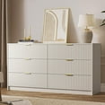thumbnail image 4 of FURNIWAY 6 Drawer Dresser for Bedroom, 55" Wide Modern Chest of Drawers with Gold Metal Handles, Fluted Wood Clothes Storage Organizer & Cabinet for Living Room, Hallway(Beige), 4 of 8