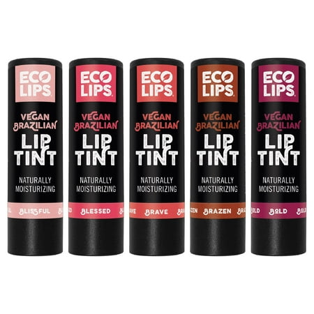 Eco Lips Vegan Brazilian Lip Tints with Passionfruit Flavor, 5-Count Variety Pack