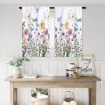 thumbnail image 2 of Watercolor Floral Spring Colorful Flower Kitchen Curtains 27.5W X 39L Inch 2 Panels Wildflower Summer Butterfly Small Cafe Tier Short Morning Glory Window Treatment Drapes Bathroom Home Decor, 2 of 5