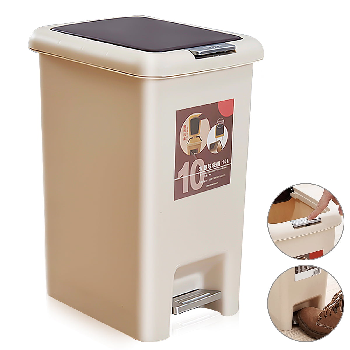Kitchen Garbage Can Plastic Step Trash Can Foot Pedal Step Pressing Trash Can Bucket Square Waste Bin 10l For Kitchen Bathroom Office Walmart Com Walmart Com