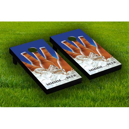 Beer on Ice Cornhole Board Wraps Laminated Sticker Set Skin Decal