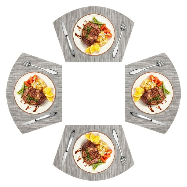 Wedge Placemats for Round Dinner Table Woven Vinyl Non Slip Plastic Round Table Placemats Set of