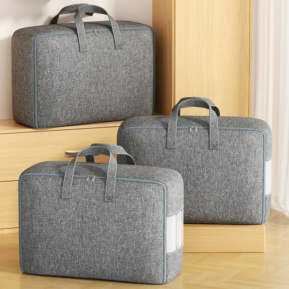 AZXY Blanket Storage Bags,Storage Bins for Clothes,Closet Organizer Bins Heavy Duty,Foldable Clear Blanket Containers for Large Blankets with Lid Zipper Handle