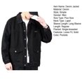 thumbnail image 7 of Joernso Men Denim Jacket Lapel Long Sleeve Jacket Coat with Large Pockets Spring Autumn Button Closure Cargo Outwear, 7 of 7