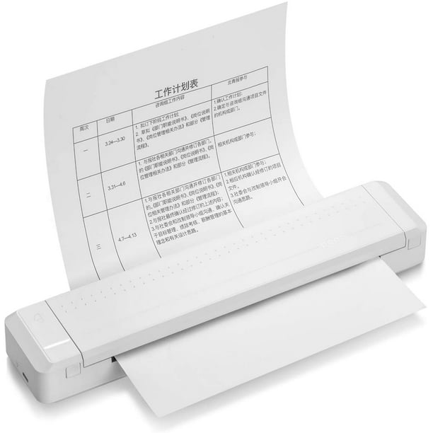 Imprimante papier A4 Imprimante à transfert thermique direct Imprimante  mobile Imprimante photo portable Connexion sans fil BT 300 dpi avec 1 ruban  pour fichier PDF/contrat/papier test/photo/image compatible A 