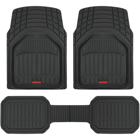 Motor Trend 943-BK FlexTough Defender Car Floor Mats -Next Generation Deep Dish Heavy Duty Contour Liners for Car SUV Truck & Van-All Weather Protection, Trim to Fit Most Vehicles Black
