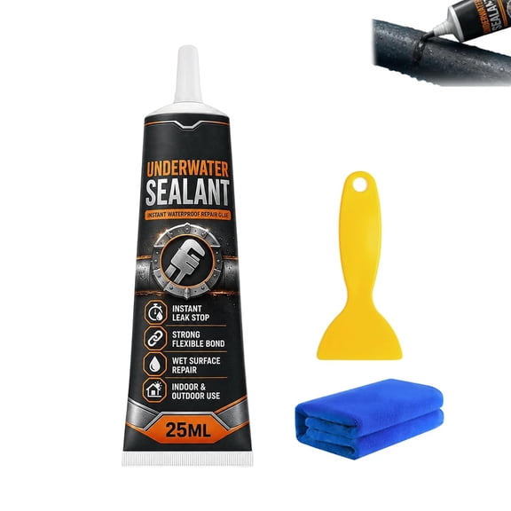 Multi-Purpose Underwater Sealant Waterproof Glue, Instant Leak Stop Sealant, High Strength Adhesive Sealants, Underwater Bonding & Strong Adhesion for Pipes, Pools, Drains (1pcs)